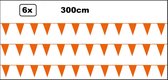 6x Mini vlaggenlijn oranje 3 meter - Holland thema feest festival vlaglijn EK/WK