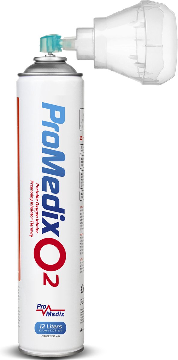 Goedkoopste Draagbare zuurstofinhalator in een blik 99,4 O2 12L Promedix PR-994