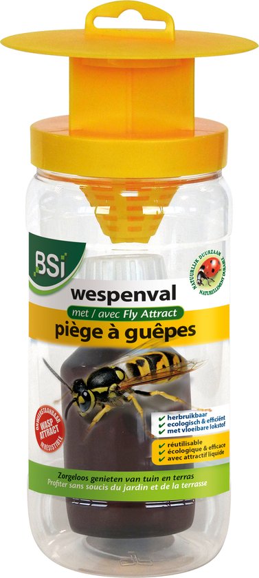 BSI - Wespenval met 200 ml ecologische lokstof WASP ATTRACT - Doeltereffende en hebruikbare vliegenval - Nuttige bijen worden niet aangetrokken