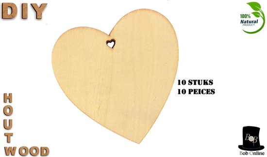 Foto: Bob online 10 stuks houten hart vormen 8 x 8 cm diy wooden heart shapes houten hart decoratie object unpainted wooden hearts for wedding party anniversary heart gift tags hart decoratie object voor hobby of feest gelegenheden