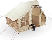 Opblaasbare Tent 4 Personen - Air Tent - In 3-5 minuten op te zetten! - Inclusief pomp - Afmetingen: 300L x 200B x 210H - Stevig - Klein verpakt - Twee ventilatieramen - Luchtdoorlatend katoen - Regenbestendig - Waterafstotend - Met opbergruimte