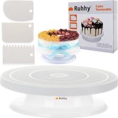 Kookpro Ruhhy - Plate-forme à gâteau rotative Ø 28 cm - Avec 3 grattoirs à gâteau - Gâteau à plateau tournant - Ensemble de plate-forme à gâteau rotative - Plateau tournant - Ensemble de grattoir à gâteau