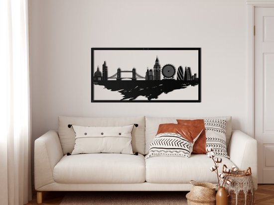 Wanddecoratie | Skyline van Londen / London Skyline | Metal - Wall Art | Muurdecoratie | Woonkamer | Buiten Decor |Zwart| 100x50cm