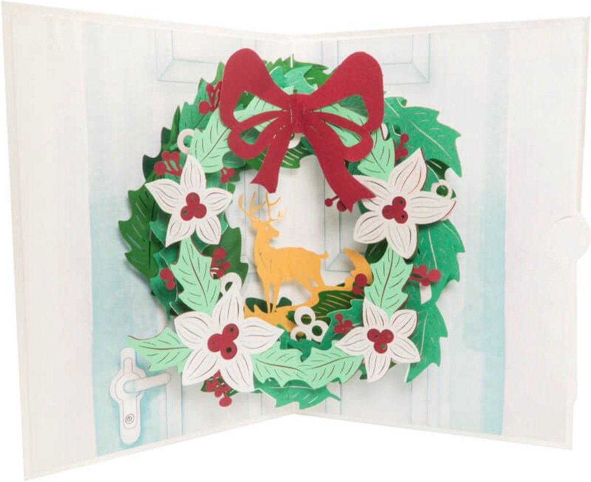 Hartensteler 3d Pop Up Wenskaart Kerst Krans Kaart Christmas Wreath