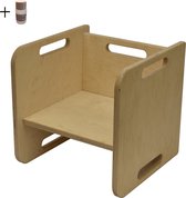 Kubus stoel - Kinderstoel 1-7 jaar - Van Aaken Design - Gemaakt in Nederland - Hout - 15mm Berken Multiplex - incl. Meubellak