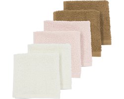 Meyco Baby Uni monddoekjes - 6-pack - badstof - offwhite/soft pink/toffee - 30x30cm