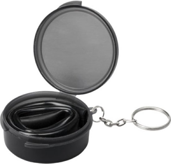 Bijoux by Ive - Sleutelhanger duurzaam herbruikbaar zwart siliconen rietje in zwart plastic doosje