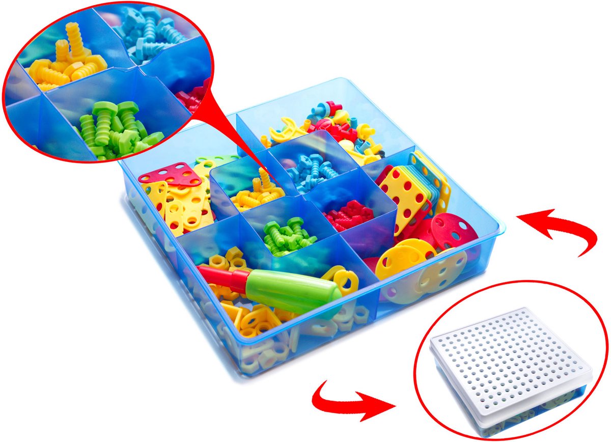 Constructie Bouwset 261-delig – Educatief Doe-Het-Zelfpakket voor Kinderen – Met Boormachine, Schroevendraaier & Gereedschapskoffer – Creatieve 3D Bouwpuzzel — afbeelding 12
