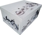 Boules de Noël blanches / Boîte de rangement décoration de Noël 49 cm