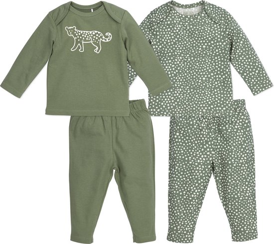 Pyjama bébé Meyco Cheetah - pack de 2 - vert forêt - 50/56