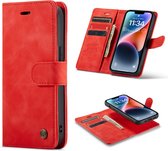 Casemania Hoesje Geschikt voor Apple iPhone 14 Crimson Red - 2 in 1 Magnetic Book Case