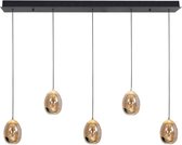 Hanglamp | Golden egg | 107 cm | 5 lichts | zwart & goud | eettafel lamp | eetkamer / woonkamer | landelijk / modern / design