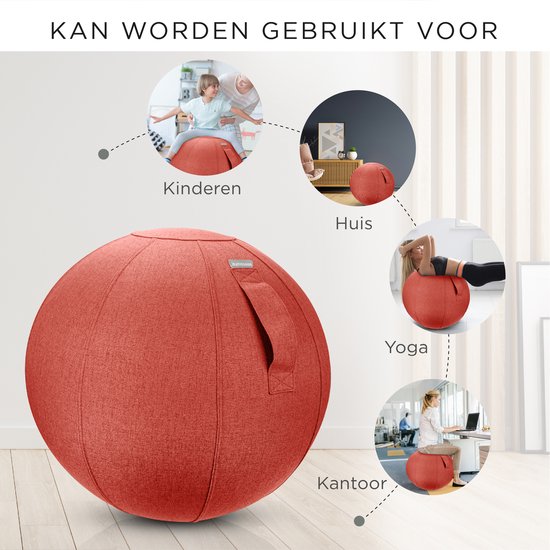 Rode zitbal, geschikt voor kinderen, huis, yoga en kantoor.