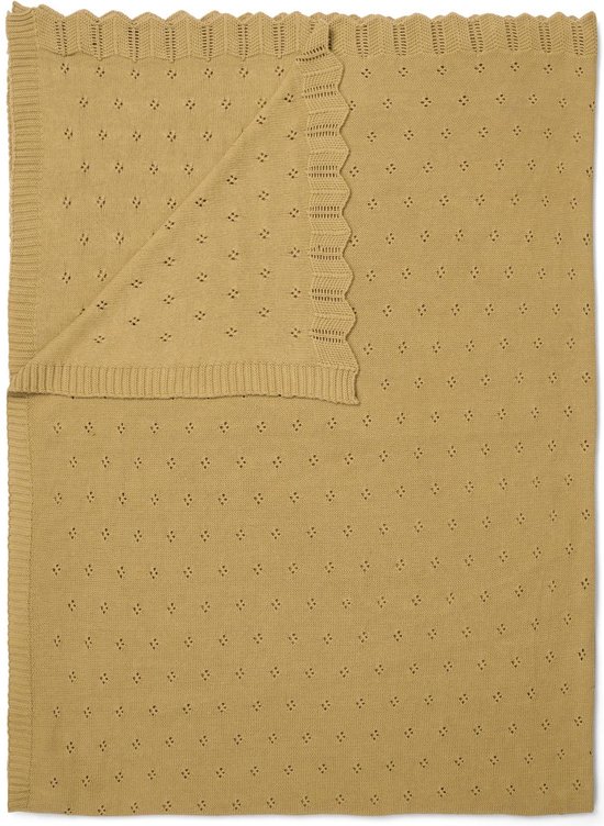 ESSENZA Knitted Ajour Plaid Fern yellow - 130x170 cm