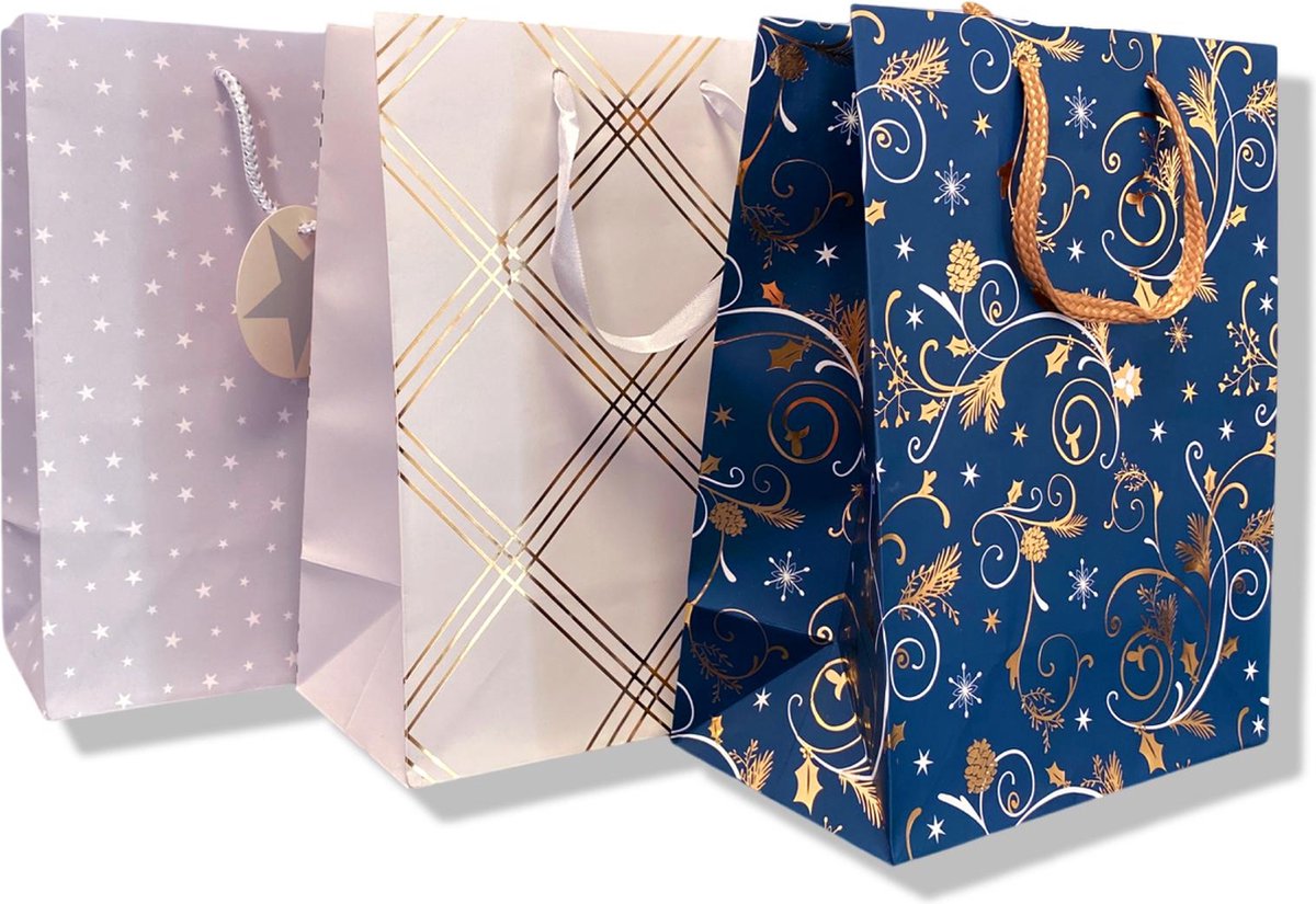 6 Luxe cadeau tasjes A5 Kerst kado tasjes