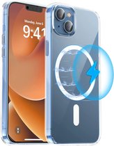Dun TPU Transparant Hoesje geschikt voor Apple iPhone 14 Plus | Back Cover met Magneet | Geschikt voor Draadloos Opladen met Magnetische Ring | Compatibel met MagSafe