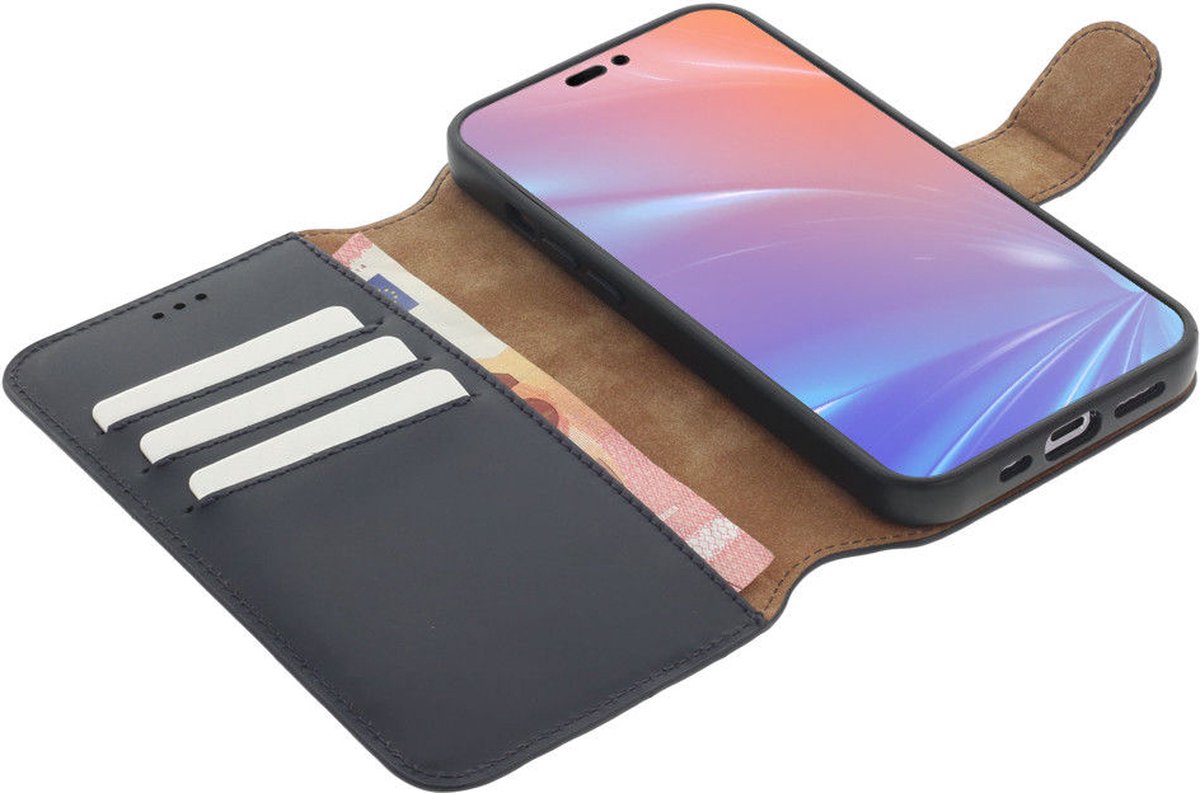 Minim 2-in-1 Book Case en Back Cover Hoesje Blauw Geschikt voor Apple iPhone 14 Pro