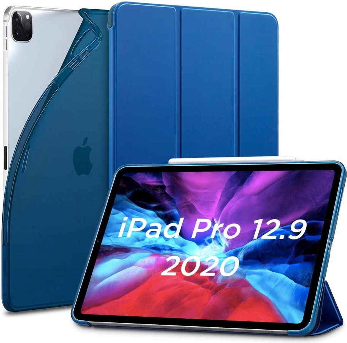 ESR SmartCase Hoes iPad Pro 12.9 inch (2020) – Zachte Binnenkant Pencilhouder – Blauw