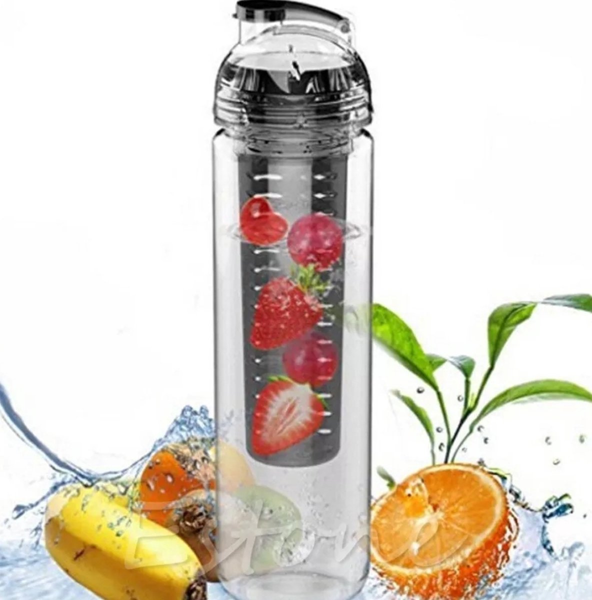 Ariko drinkfles met fruit infuser - grijs - 800 ml - bidon - waterfles - fruit filter