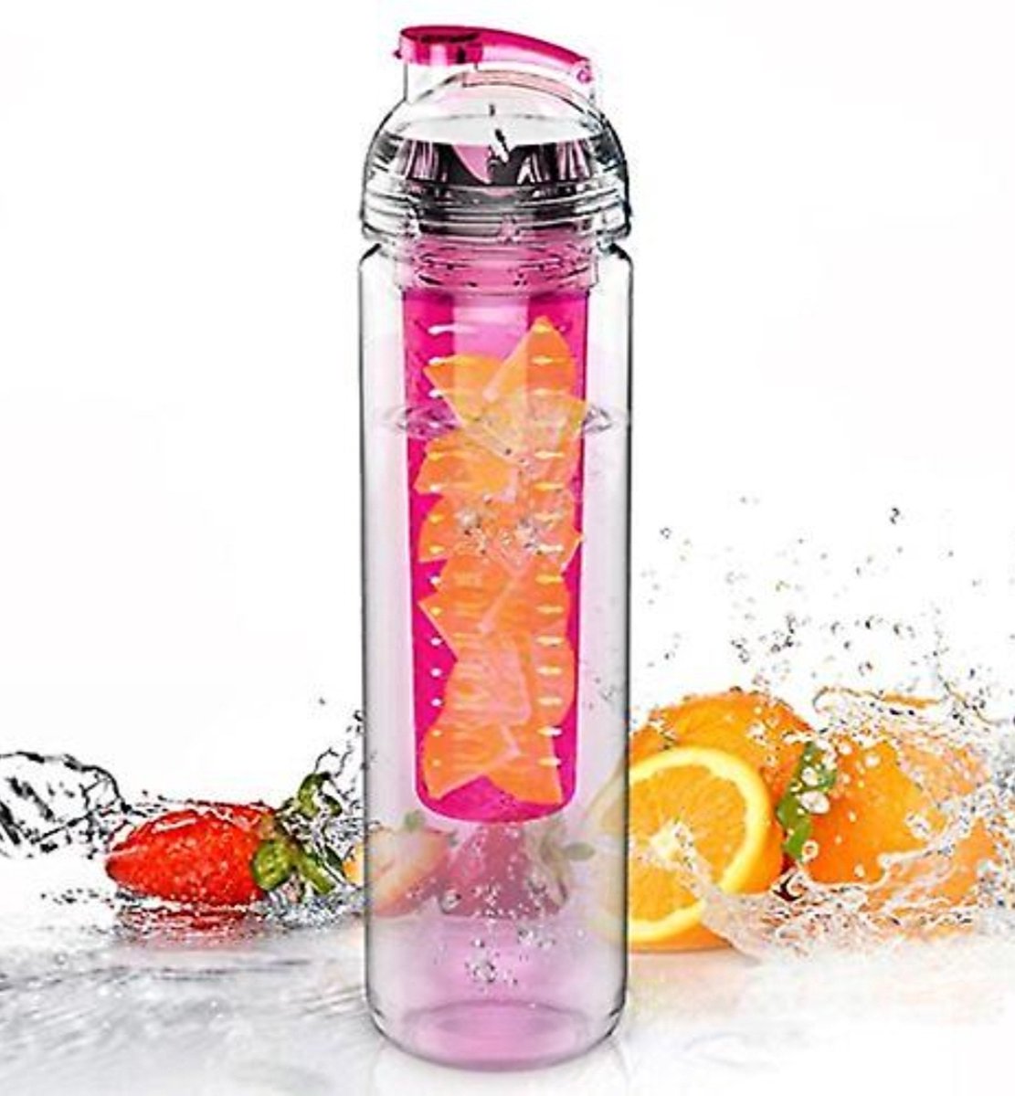 Ariko drinkfles met fruit infuser - roze - 800 ml - bidon - waterfles - fruit filter