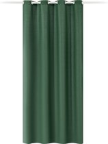 JEMIDI Kant-en-klaar gordijn in linnenlook - Gordijn met ringen 140 x 245 cm - Ondoorzichtig gordijn - Donkergroen