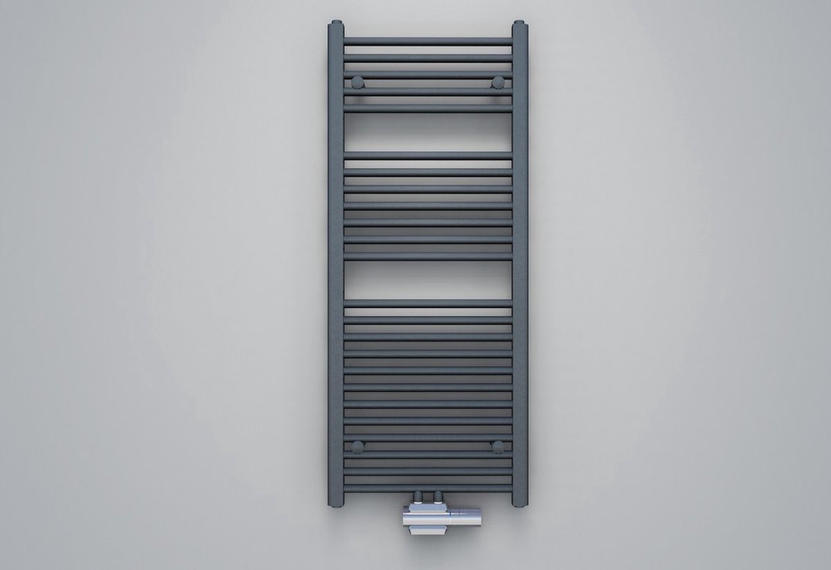 Klea Handdoekradiator Middenonderaansluiting 1600x600mm 828 Watt Antraciet