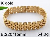 Armband goudkleurig rolexschakel  staal 3124
