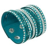 Fako Bijoux® - Bracelet - Large - Strass - Turquoise