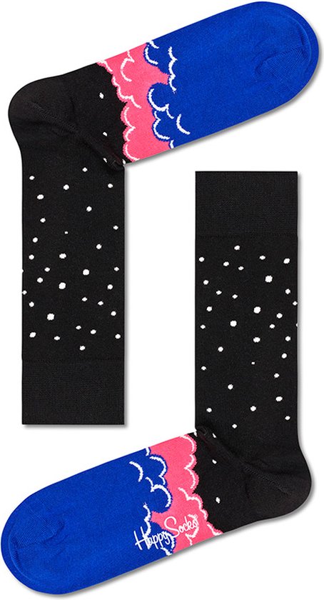 Happy Socks Over The Cloud Sock - roze en kobalt met zwart - Unisex - Maat: 36-40