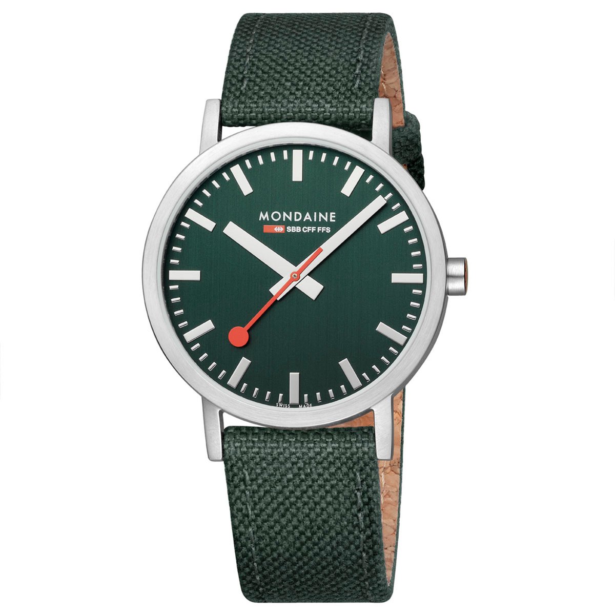 Mondaine M660.30360.60SBF Horloge - Textiel - Groen - 40mm