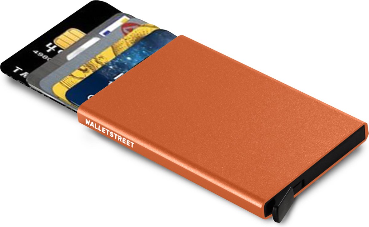 Walletstreet Uitschuifbare Pasjeshouder DS Type - Walletstreet Aluminium Creditcardhouder Card Protector Anti-Skim/ RFID Card Protector 8 Pasjes – Oranje/Orange