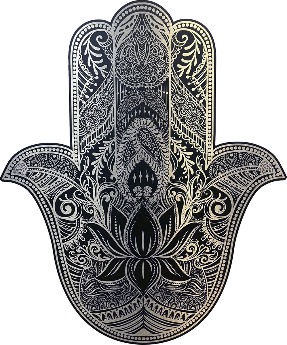 Schobbejak Silver Art | Hamsa | Dibond Butler Finish | Wanddecoratie | Kunst op je Muur | 120 x 144 CM