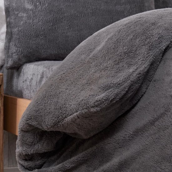 Decoware® Teddy Fleece Dekbedovertrek - Antraciet - Lits-jumeaux - 240x220 cm + 2 Kussenslopen 60x70 cm - Dubbelzijdig - Heerlijk Warm van Decoware — afbeelding 5