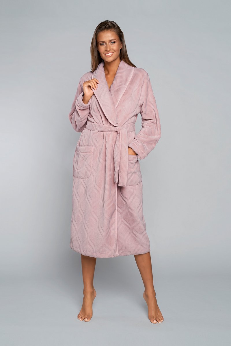 Morena- hoogwaardige, zachte, mooie damesbadjas van Italian Fashion - roze XXL