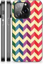Doorzichtig Hoesje iPhone 14 Pro TPU Siliconen Hoesje met Zwarte rand Zigzag Color
