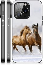 TPU Back Cover iPhone 14 Pro Smartphone Hoesje met Zwarte rand Paarden