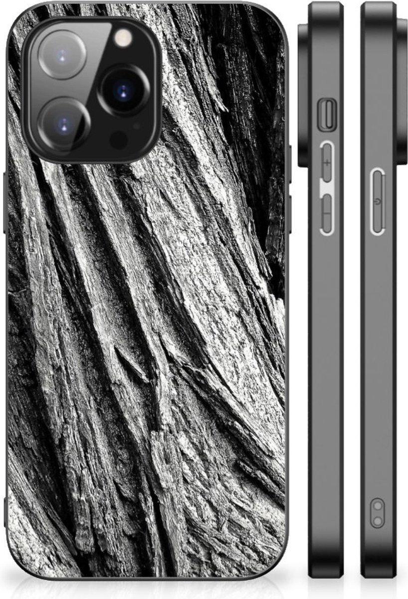Houten Print Telefoonhoesje iPhone 14 Pro Max Boomschors Grijs