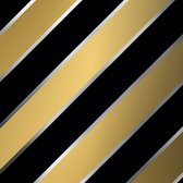 Inpakpapier Zwart Goud Diagonale Strepen- Breedte 70 cm - 100m lang