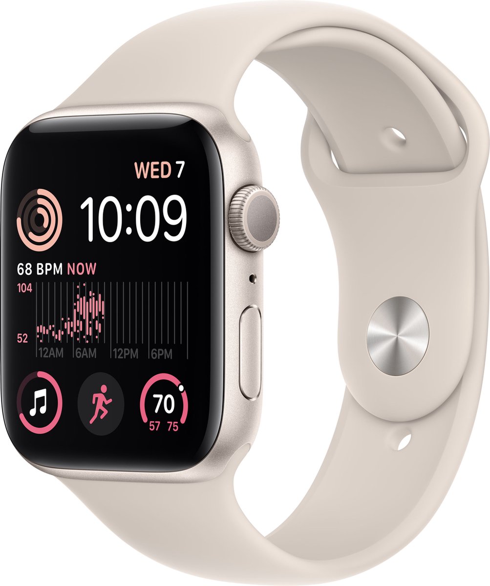 Afbeelding 2 van Apple Watch SE 2022 - Smartwatch heren en dames - 44 mm - Sterrenlicht Aluminium