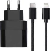 20W USB C Power Adapter + Nylon USB C Kabel - 1 Meter - Geschikt voor iPhone Oplader - Voor iP12,13,14,Pro,Max,Mini,Plus