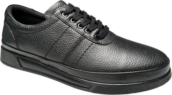 Schoenen heren- Comfort schoenen- Nette sportieve herenschoenen- Veterschoenen 015- Leather- Zwart 40