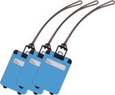 Pakket van 3x stuks kofferlabels lichtblauw 9,5 cm - Reiskoffer reisaccessoire