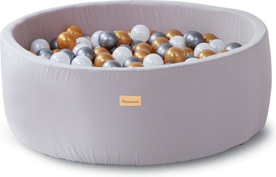Ballenbak Baby Speelgoed - Safari Jungle - Kidsdouche 100% KATOEN ballenbad ballen 200 stuks Ø 7 cm - goud, zilver, parel