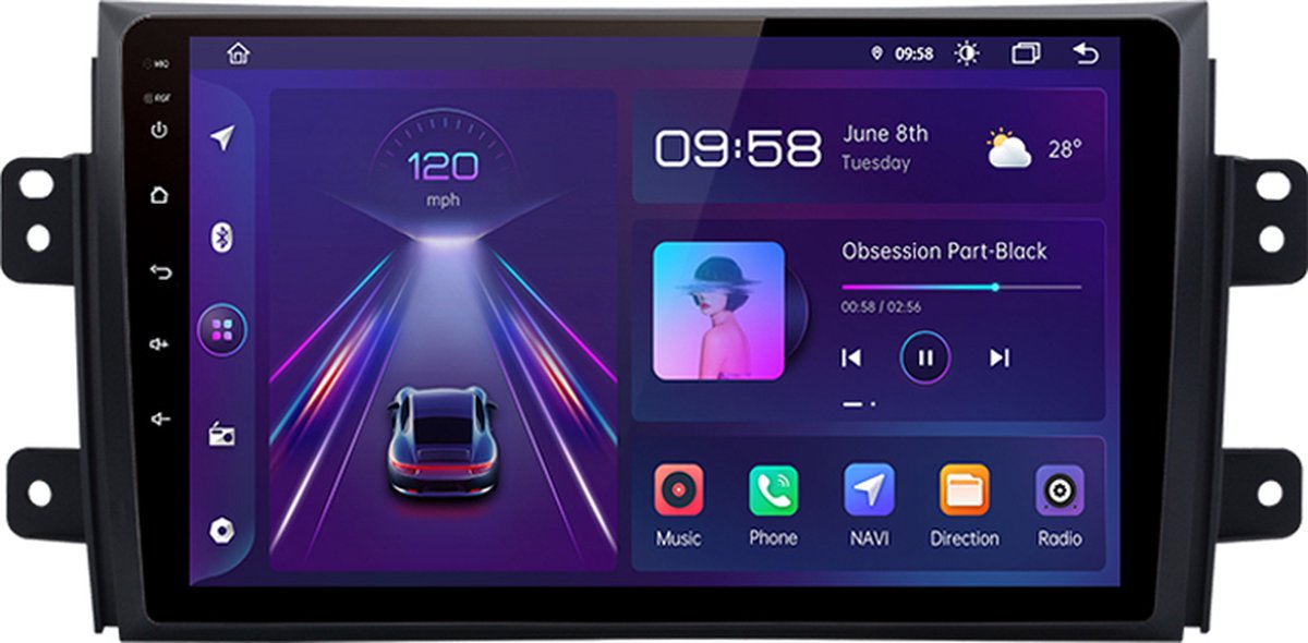 Suzuki SX4 2006-2013 Fiat Sedici 2005-2014 Android 10 navigatie en multimediasysteem 1+16GB