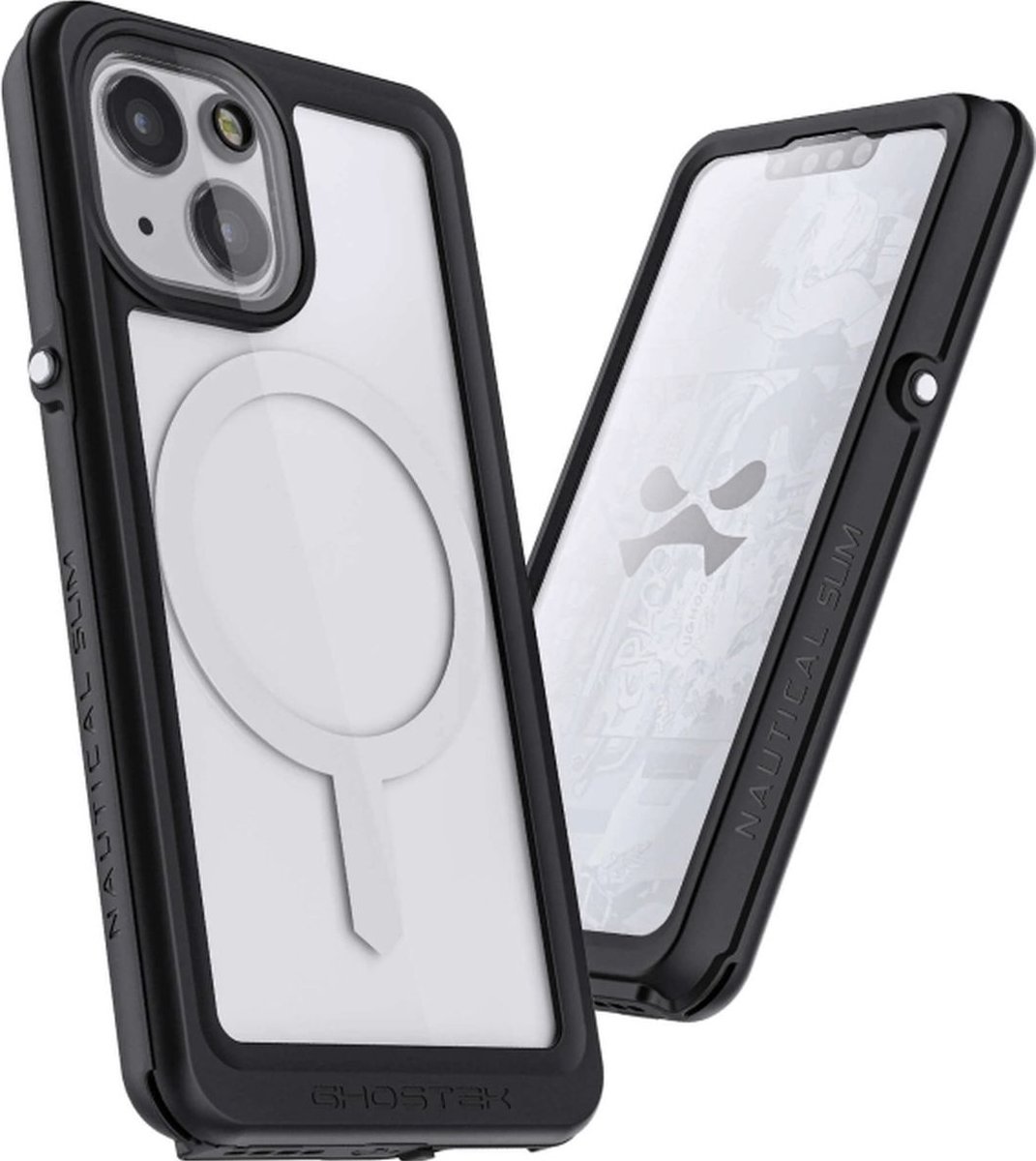 Apple iPhone 13 Mini Hoesje - Ghostek - Nautical Slim Serie - Hard Kunststof Backcover - Transparant / Zwart - Hoesje Geschikt Voor Apple iPhone 13 Mini