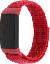 Bandje Voor Fitbit Charge 3 & 4 Nylon Band - Rood - One Size - Horlogebandje, Armband