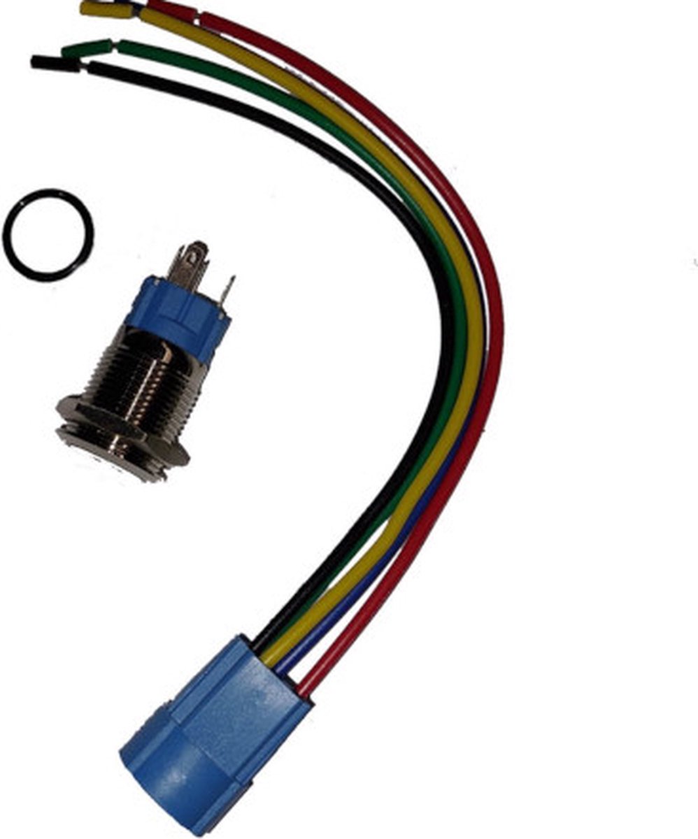 Drukschakelaar blauwe verlichting - 19mm - 1NO1NC - Power symbool - - de webshop voor mannen