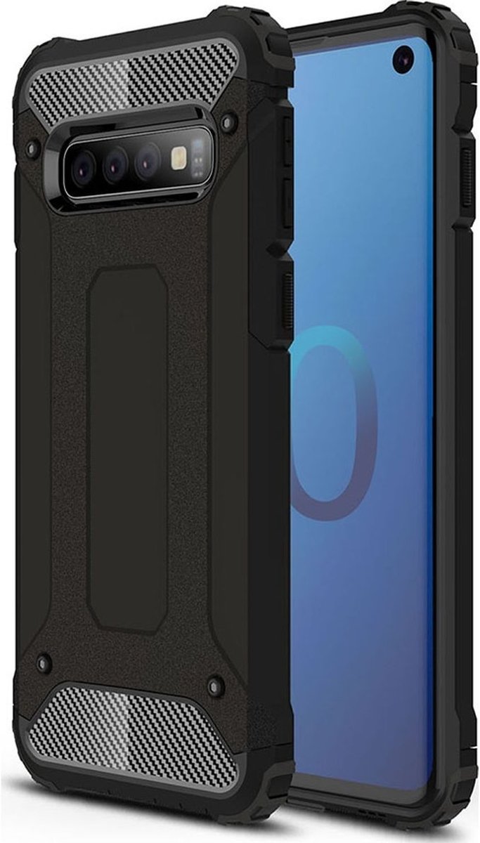Mobigear Hoesje geschikt voor Samsung Galaxy S10 Telefoonhoesje Hardcase | Mobigear Outdoor Backcover Shockproof | Schokbestendig Galaxy S10 Telefoonhoesje | Anti Shock Proof - Zwart