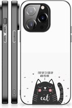 Mobiel TPU Hard Case iPhone 14 Pro Telefoon Hoesje met Zwarte rand Cat Good Day