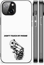 Back Cover Siliconen Hoesje Apple iPhone 14 Telefoonhoesje met Zwarte rand Gun Don't Touch My Phone